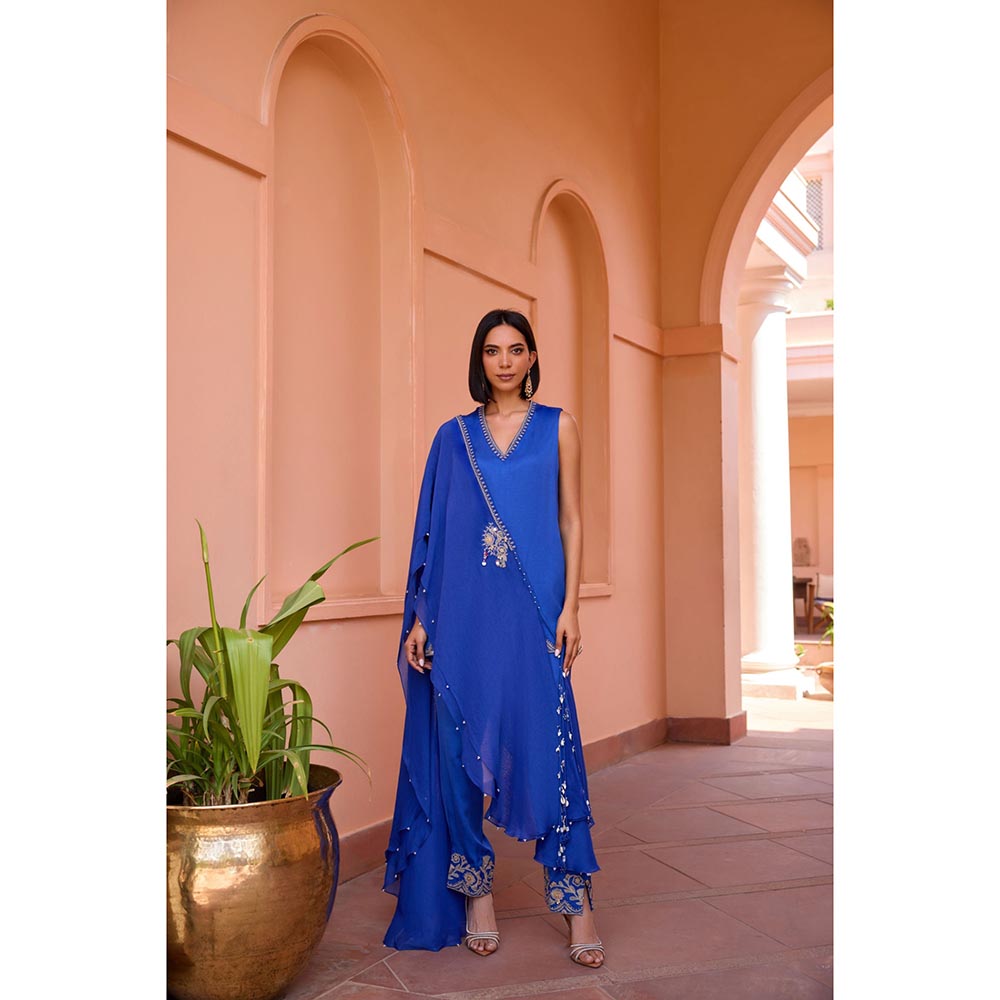 ISHA GUPTA TAYAL Blue Hoor Kurta and Pant with Jacket