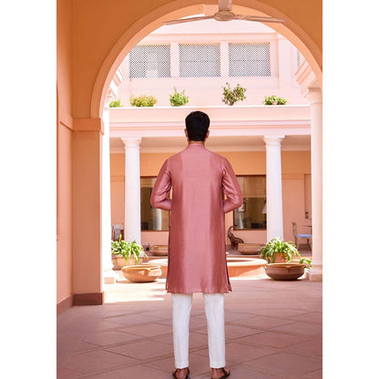 ISHA GUPTA TAYAL Cameo Pink Dori and Hand Embroidered Kurta