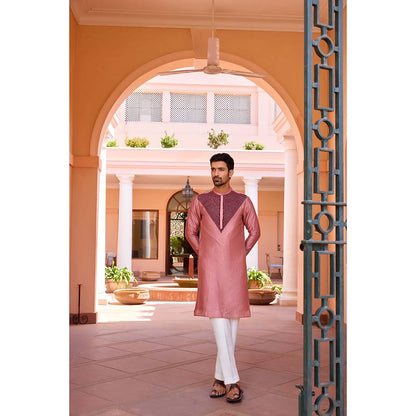 ISHA GUPTA TAYAL Cameo Pink Dori and Hand Embroidered Kurta and Pant Set