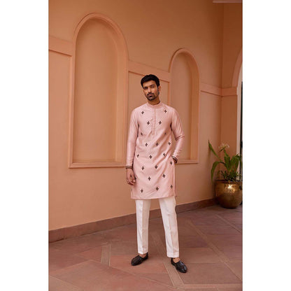 ISHA GUPTA TAYAL Dusty Pink Dori and Hand Embroidered Kurta and Pant Set