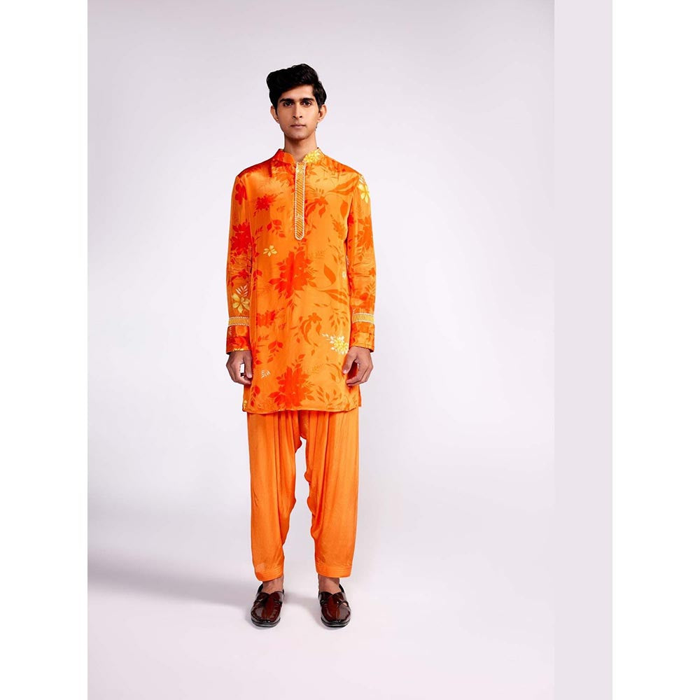ISHA GUPTA TAYAL Orange Printed Kurta and Pant Set