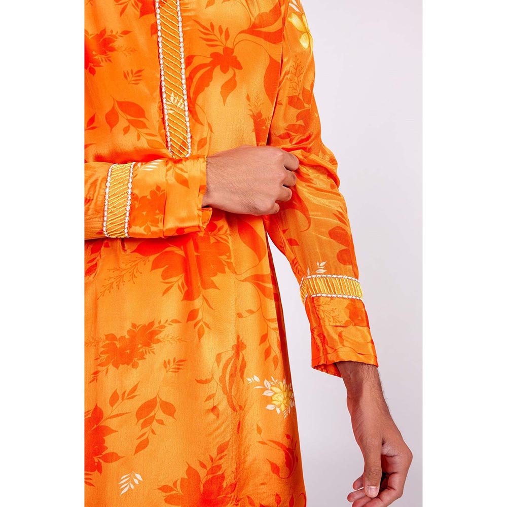 ISHA GUPTA TAYAL Orange Printed Kurta and Pant Set