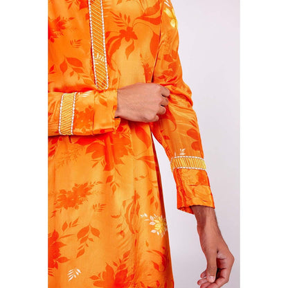 ISHA GUPTA TAYAL Orange Printed Kurta and Pant Set