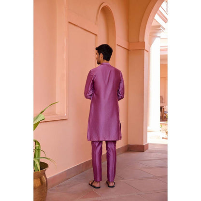 ISHA GUPTA TAYAL Plum Earthy Pink Dori and Hand Embroidered Silk Kurta