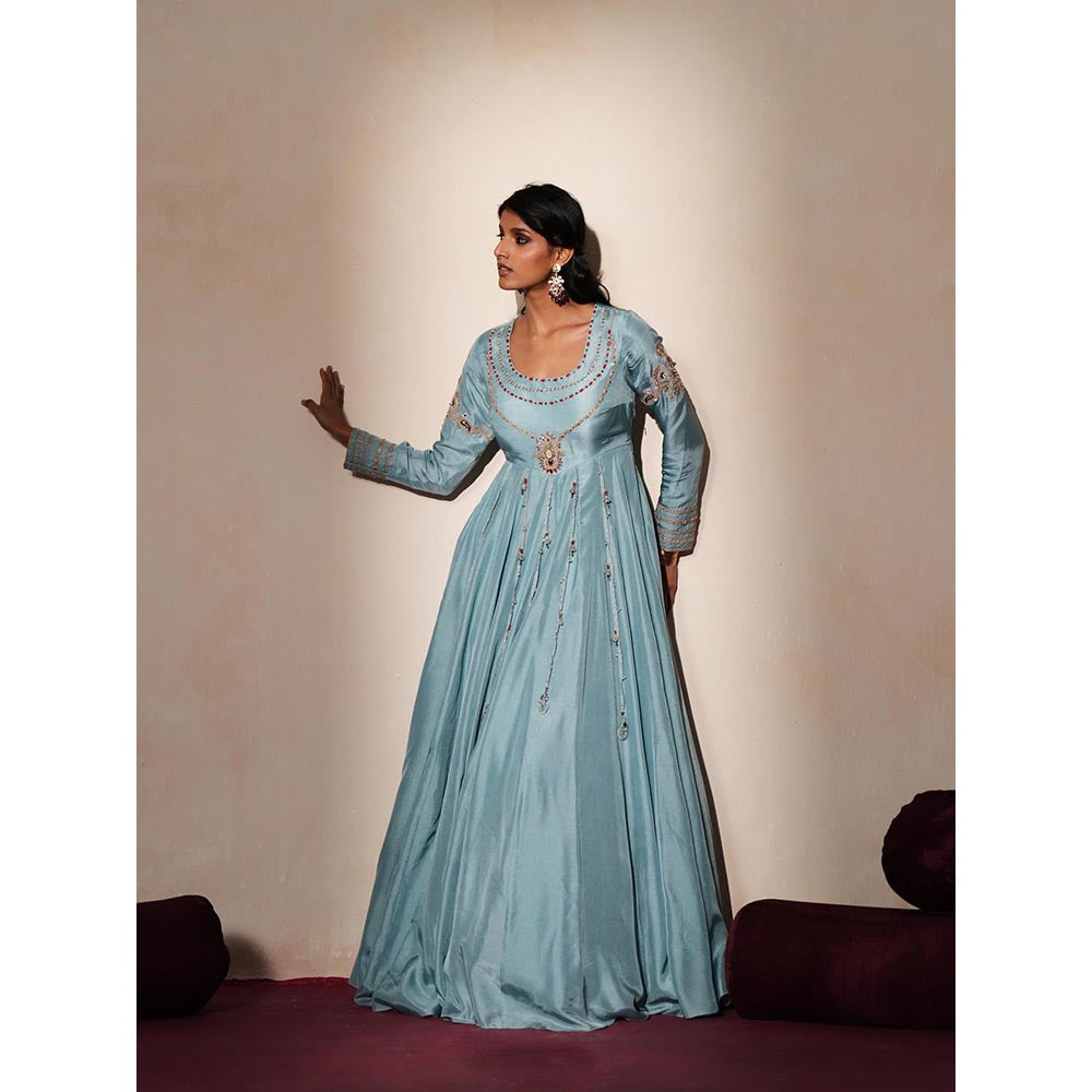 ISHA GUPTA TAYAL Metallic Surahi Embroidered Anarakli Gown