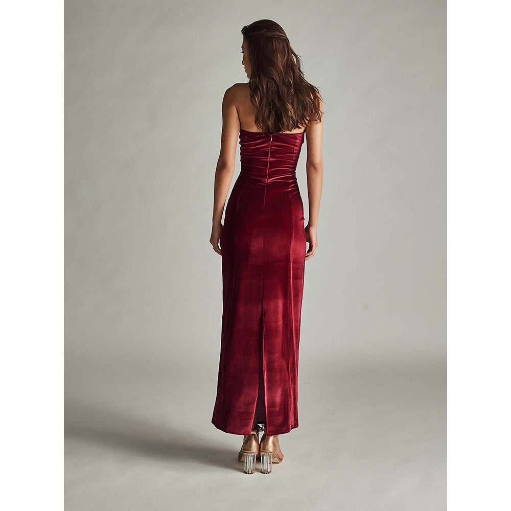 IT GIRL Alessandra Maroon Dress