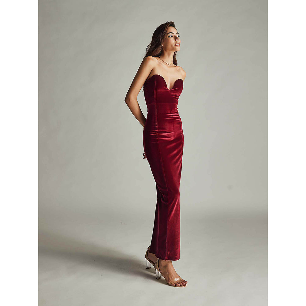 IT GIRL Alessandra Maroon Dress