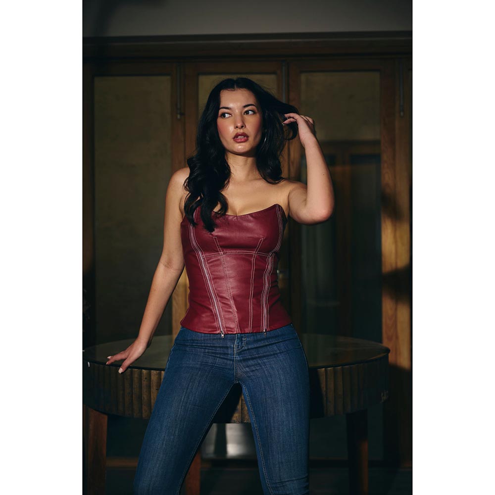 IT GIRL Women Wine Cowgirl Corset Top