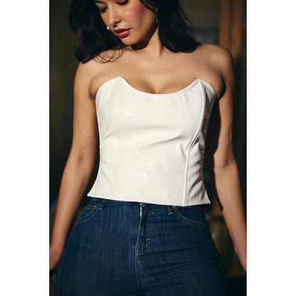 IT GIRL Women White Ghost Rider Corset Top