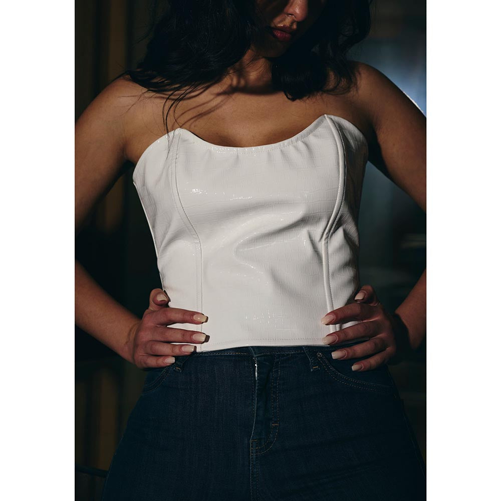 IT GIRL Women White Ghost Rider Corset Top
