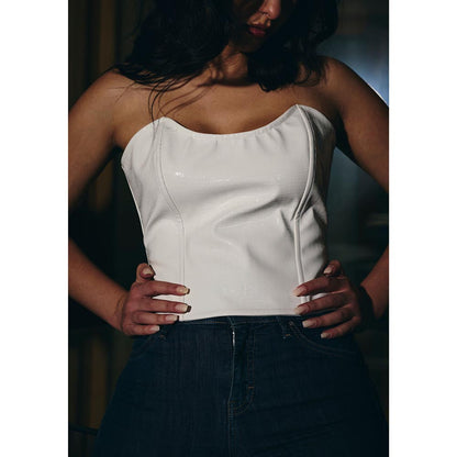 IT GIRL Women White Ghost Rider Corset Top