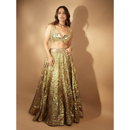 ITRH Gold Sheesh Bengani Lehenga Set (Set of 3)