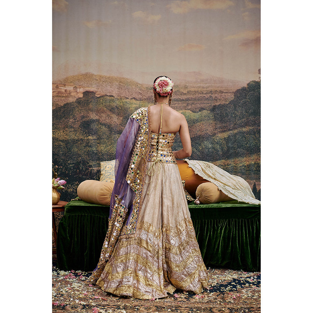 ITRH Ivory Nagma Lehenga with Blouse and Dupatta (Set of 3)
