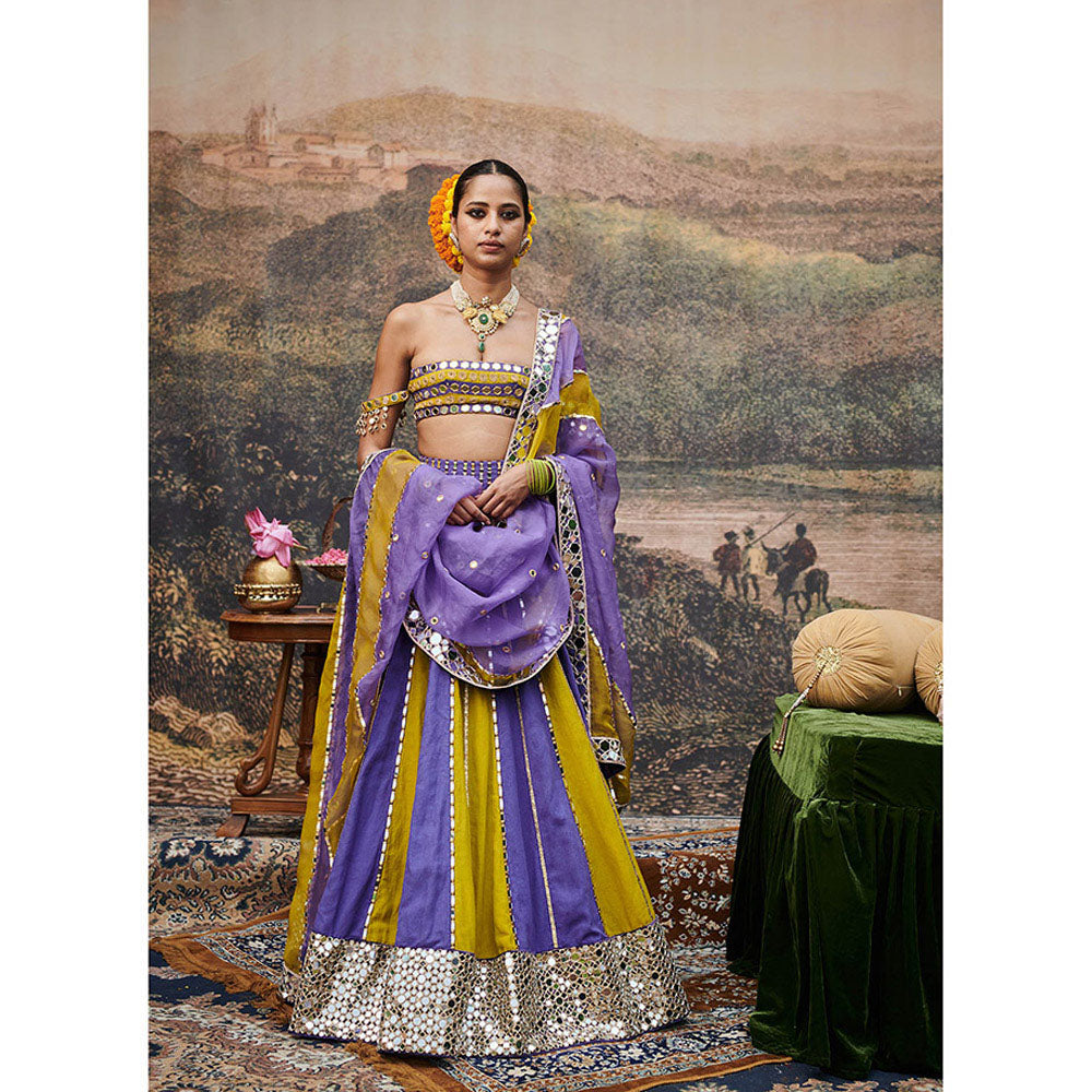 ITRH Purple Hari Varn Lehenga with Blouse and Dupatta (Set of 3)