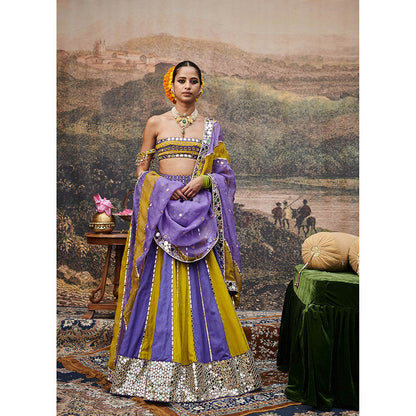 ITRH Purple Hari Varn Lehenga with Blouse and Dupatta (Set of 3)
