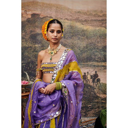 ITRH Purple Hari Varn Lehenga with Blouse and Dupatta (Set of 3)