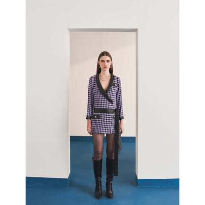 Ivory Rose Black Amethyst Edge Mini Dress with Belt
