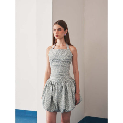 Ivory Rose Grey Frosted Mirage Mini Dress