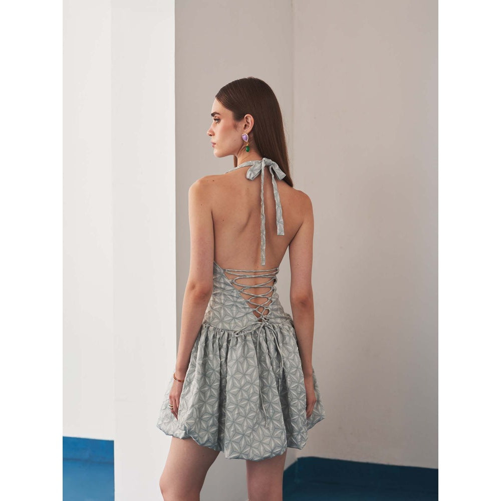 Ivory Rose Grey Frosted Mirage Mini Dress