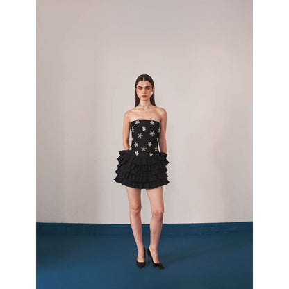 Ivory Rose Black Midnight Blossom Mini Dress