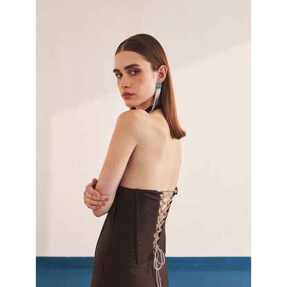 Ivory Rose Brown Nocturnal Lace Maxi Dress