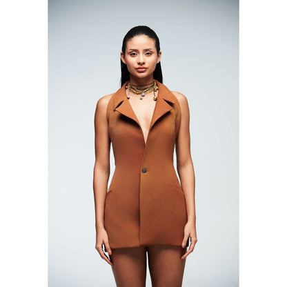 Ivory Rose Muse Mid Thigh Length Brown Dress