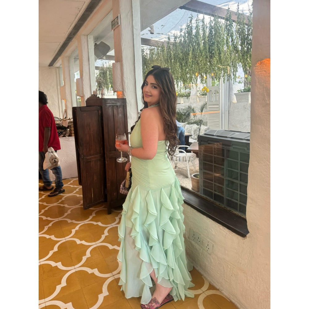 Ivory Rose Seafoam Ruffle Green Dress