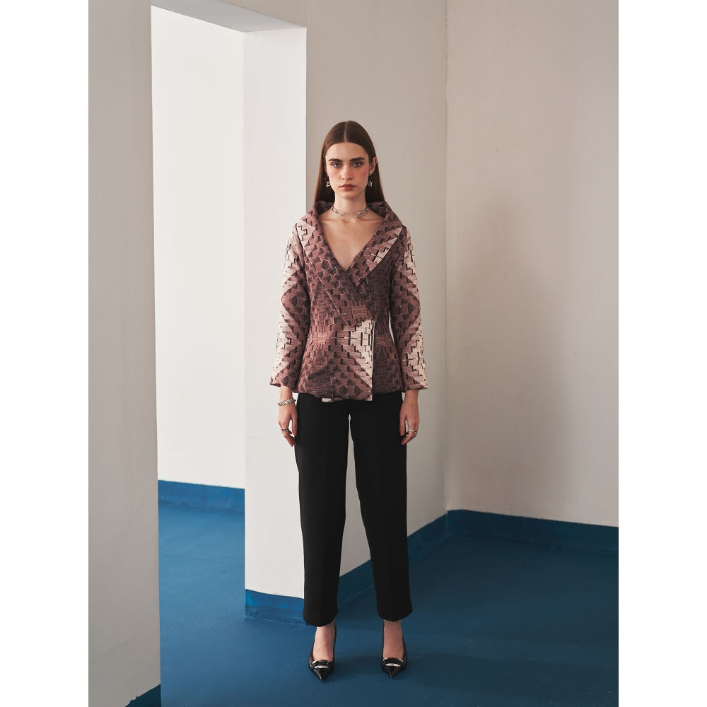 Ivory Rose Brown Obsidian Mosaic Blazer
