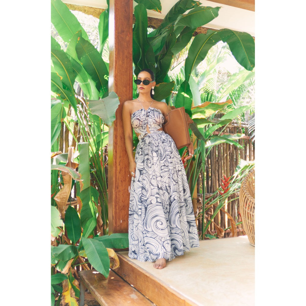 Ivory Rose White Ebb And Flow Maxi Dress