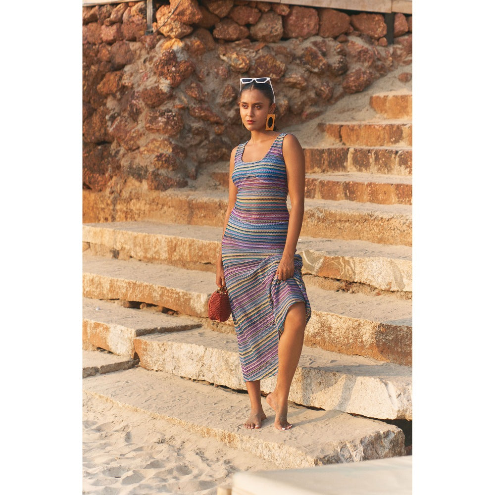 Ivory Rose Blue Sunset Mirage Midi Dress