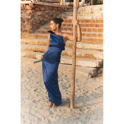 Ivory Rose Blue Sea Of Satin Gown