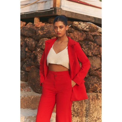 Ivory Rose ROUGE Red Bustier with Blazer and Pant (Set of 3)