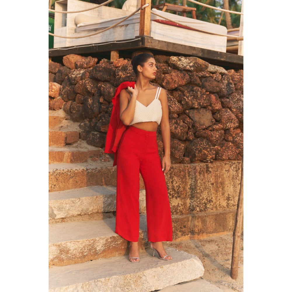 Ivory Rose ROUGE Red Bustier with Blazer and Pant (Set of 3)