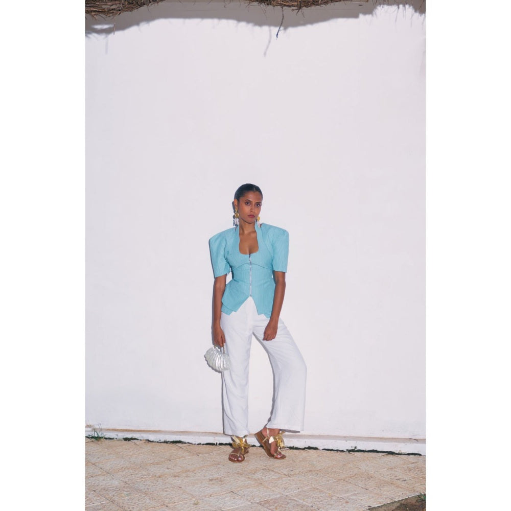 Ivory Rose MINT Blue Top with Jacket and Pant (Set of 3)