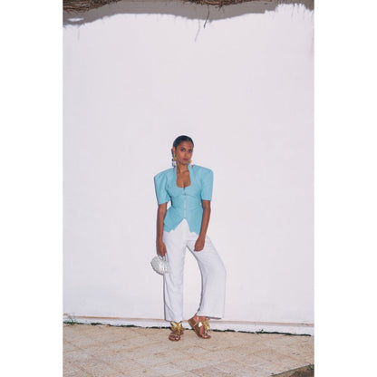 Ivory Rose MINT Blue Top with Jacket and Pant (Set of 3)