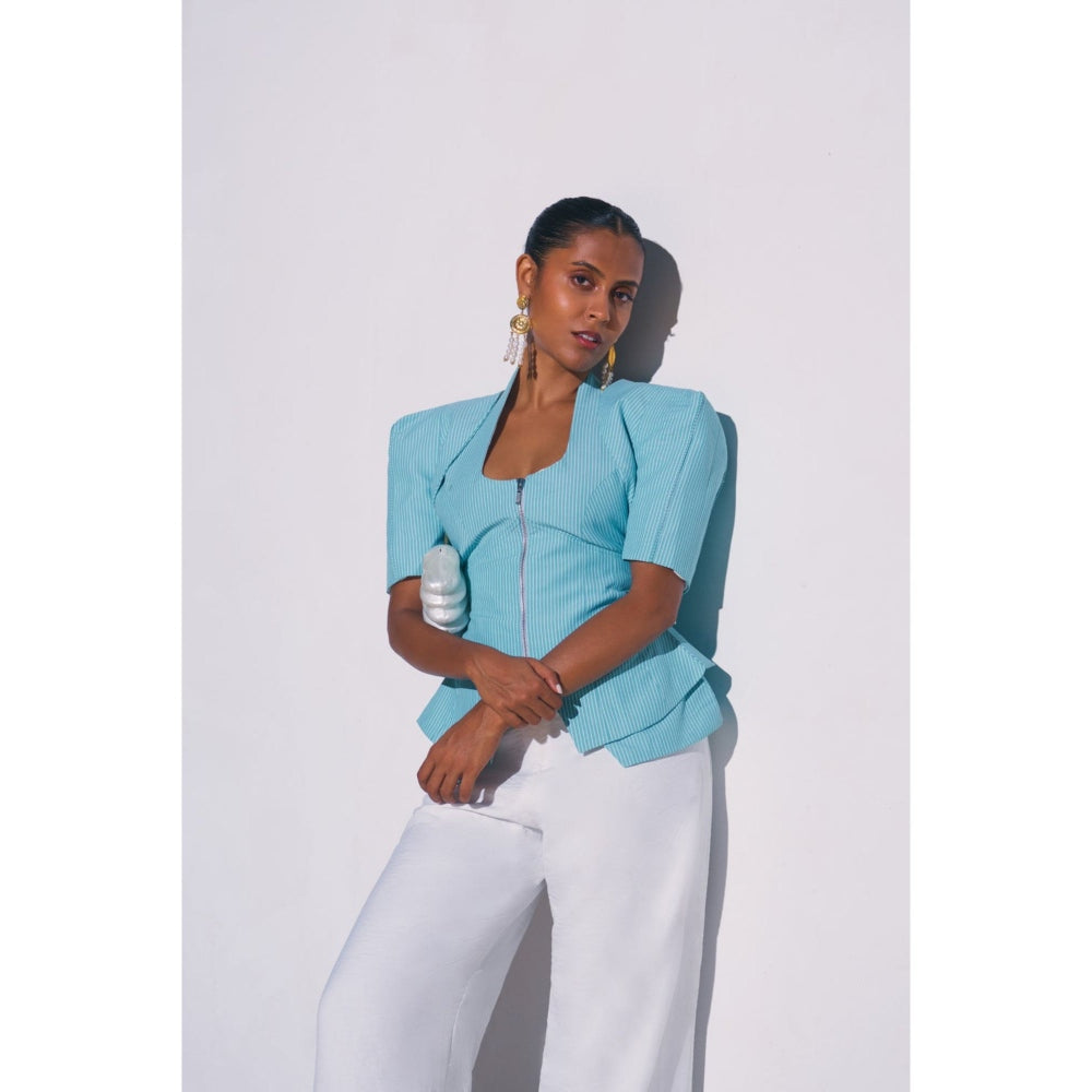 Ivory Rose MINT Blue Top with Jacket and Pant (Set of 3)