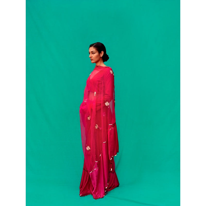 Jadon Pink Manomaya Saree without Blouse