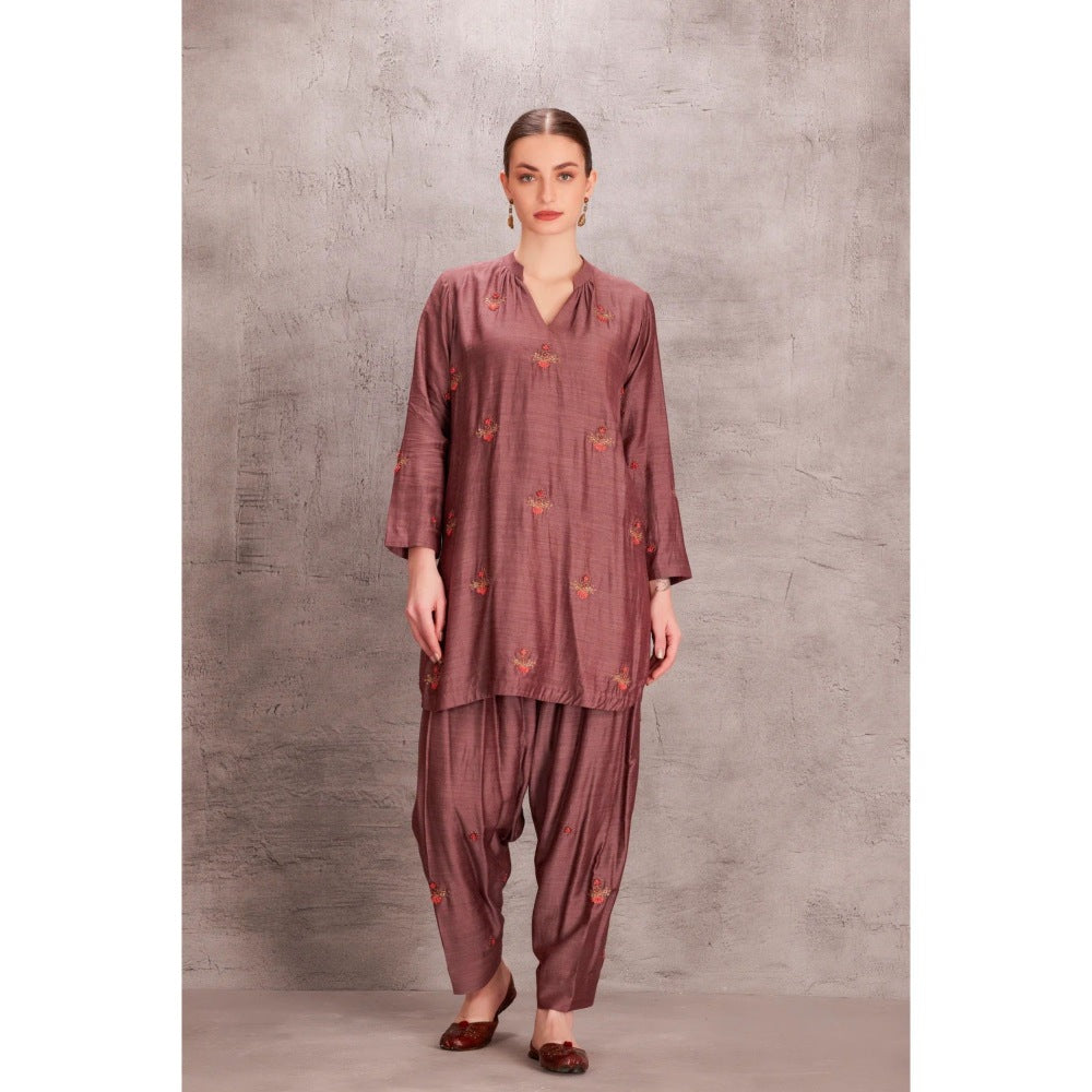 Janki India Mauve Move Munga Silk Kurta with Salwar (Set of 2)