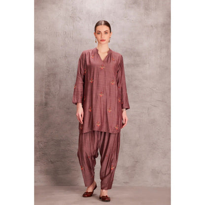 Janki India Mauve Move Munga Silk Kurta with Salwar (Set of 2)