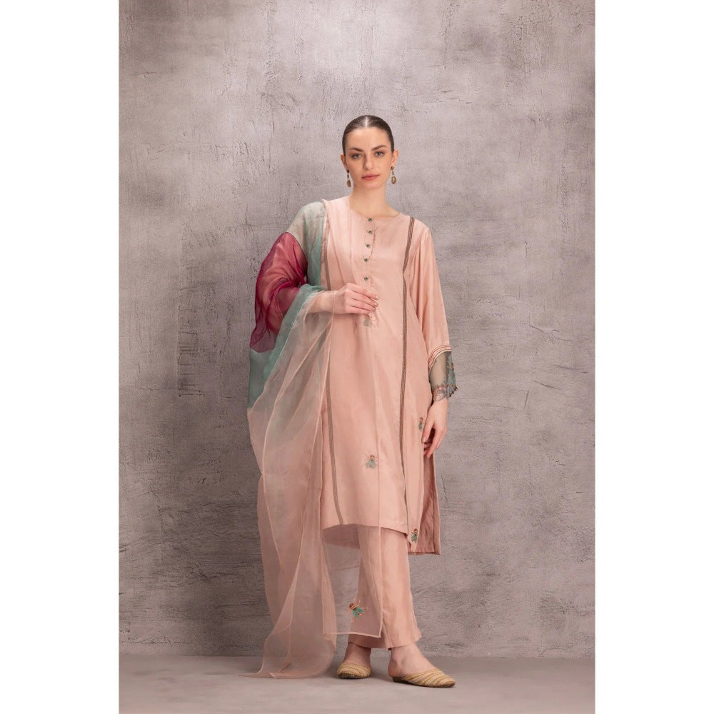 Janki India Rose Gold Kurta with Pant and Dupatta (Set of 3)