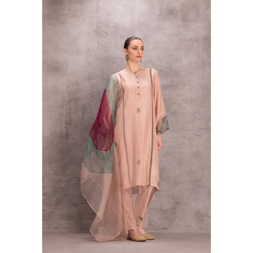 Janki India Rose Gold Kurta with Pant and Dupatta (Set of 3)