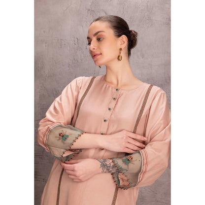 Janki India Rose Gold Kurta with Pant and Dupatta (Set of 3)