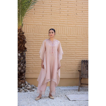 Janki India Pink Kaftan with Pant (Set of 2)