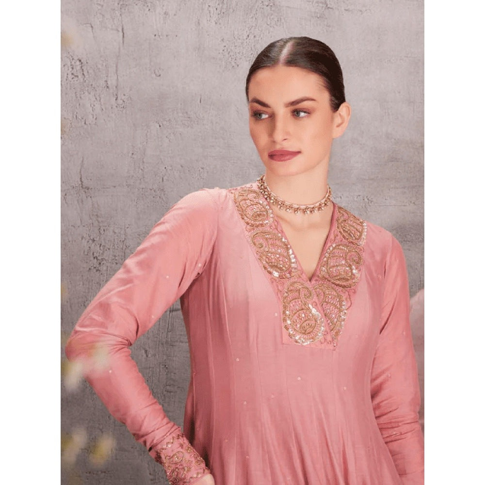 Janki India Baby Pink Anarkali with Pant and Dupatta (Set of 3)