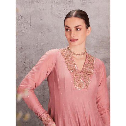 Janki India Baby Pink Anarkali with Pant and Dupatta (Set of 3)