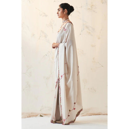Janki India Ivory Silk Saree with Stitched Blouse and Petticoat