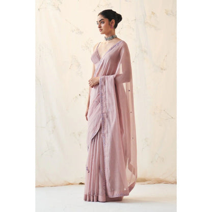 Janki India Lavender Chanderi Saree with Stitched Blouse and Petticoat