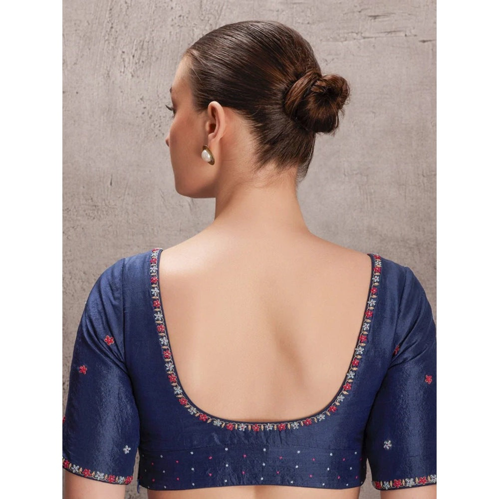 Janki India Blue Silk Saree with Stitched Blouse Comes and Petticoat