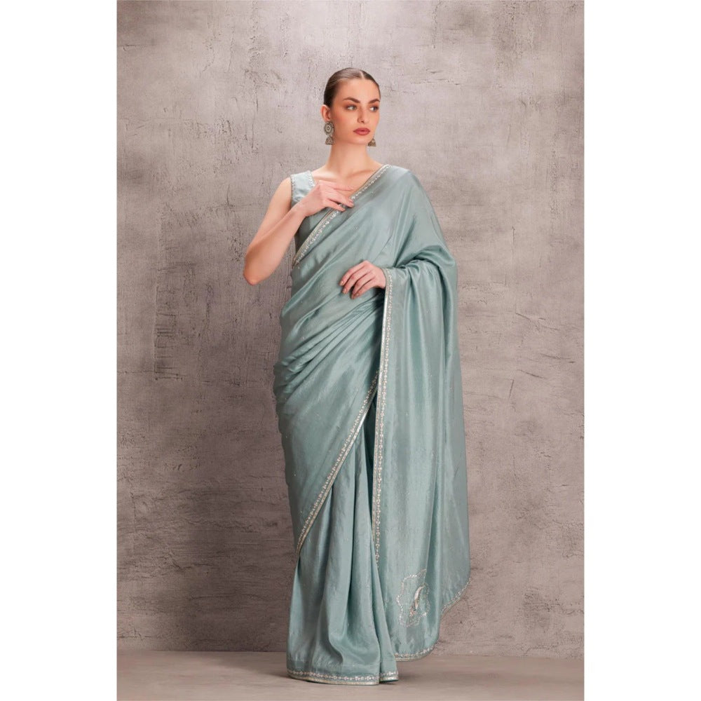 Janki India Sky Blue Pure Silk Saree with Stitched Blouse and Petticoat