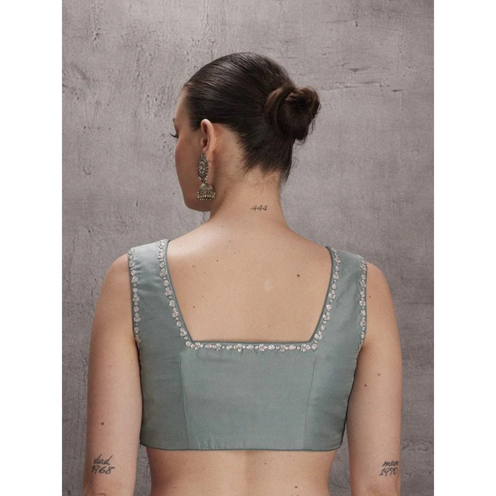Janki India Sky Blue Pure Silk Saree with Stitched Blouse and Petticoat